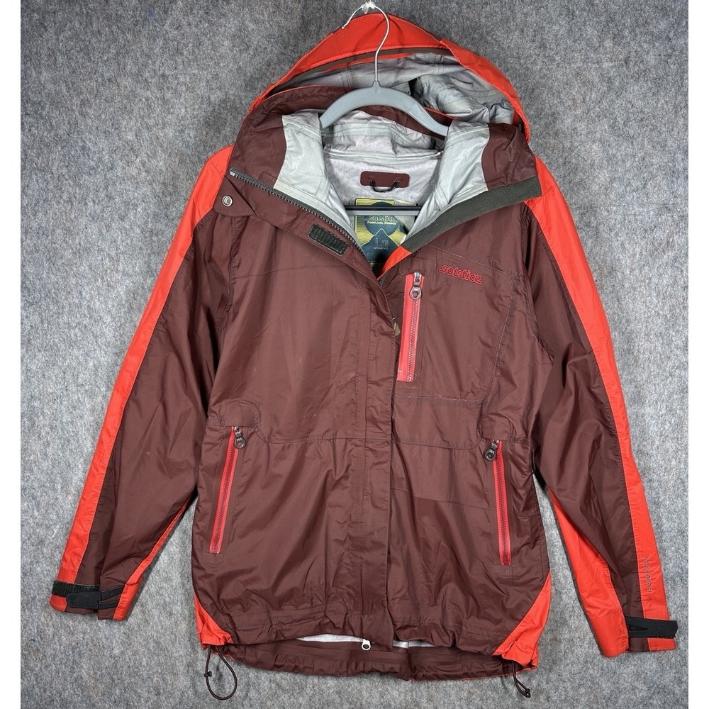 Solstice Womens Waterproof Hooded Jacket LG Microshed 10K Red Brown Outdoor‎